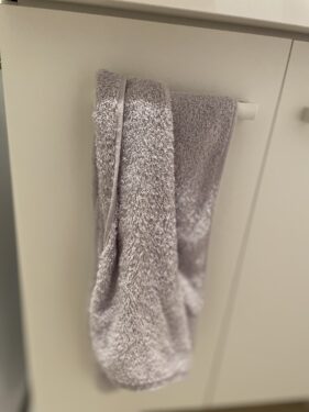 独立洗面台で使っているタオル。
